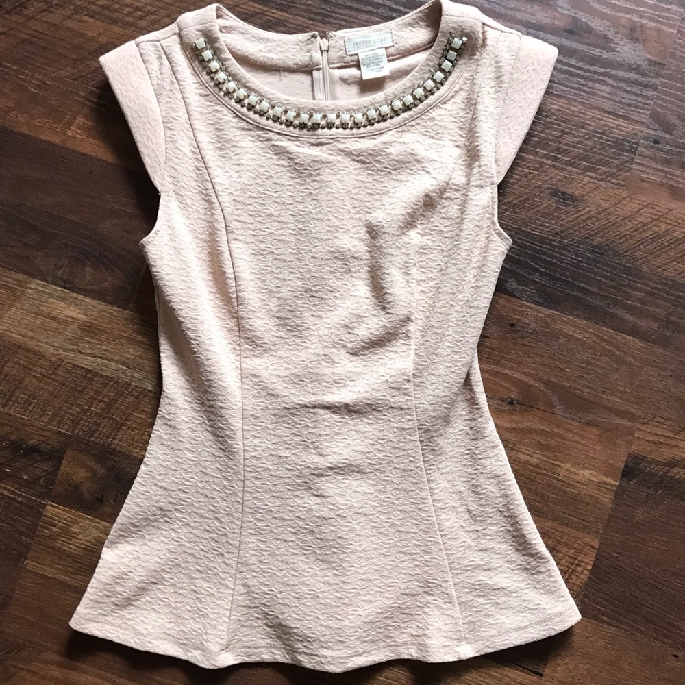Beige peplum blouse with jewels